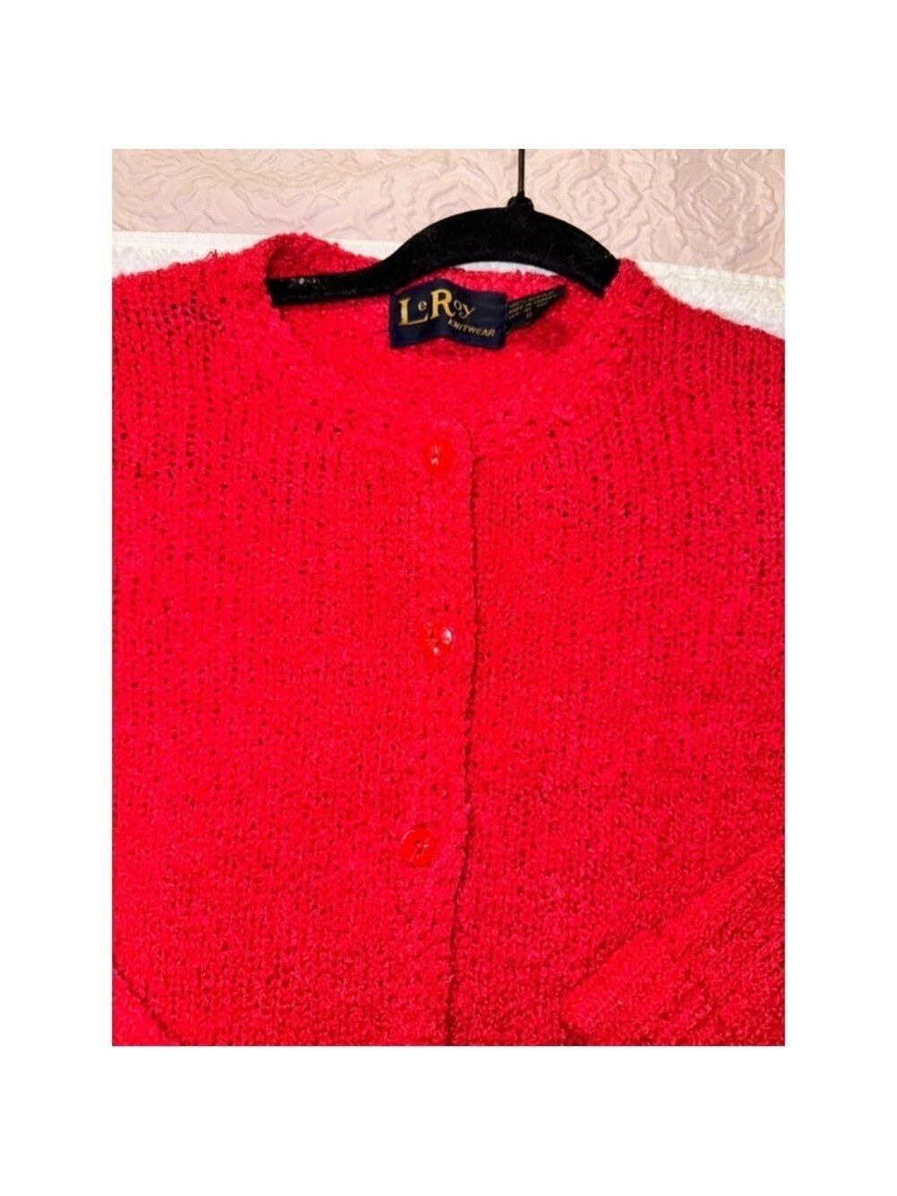 Red vintage sweater LeRoy knitwear size small Taiwan made - Picture 5 of 9